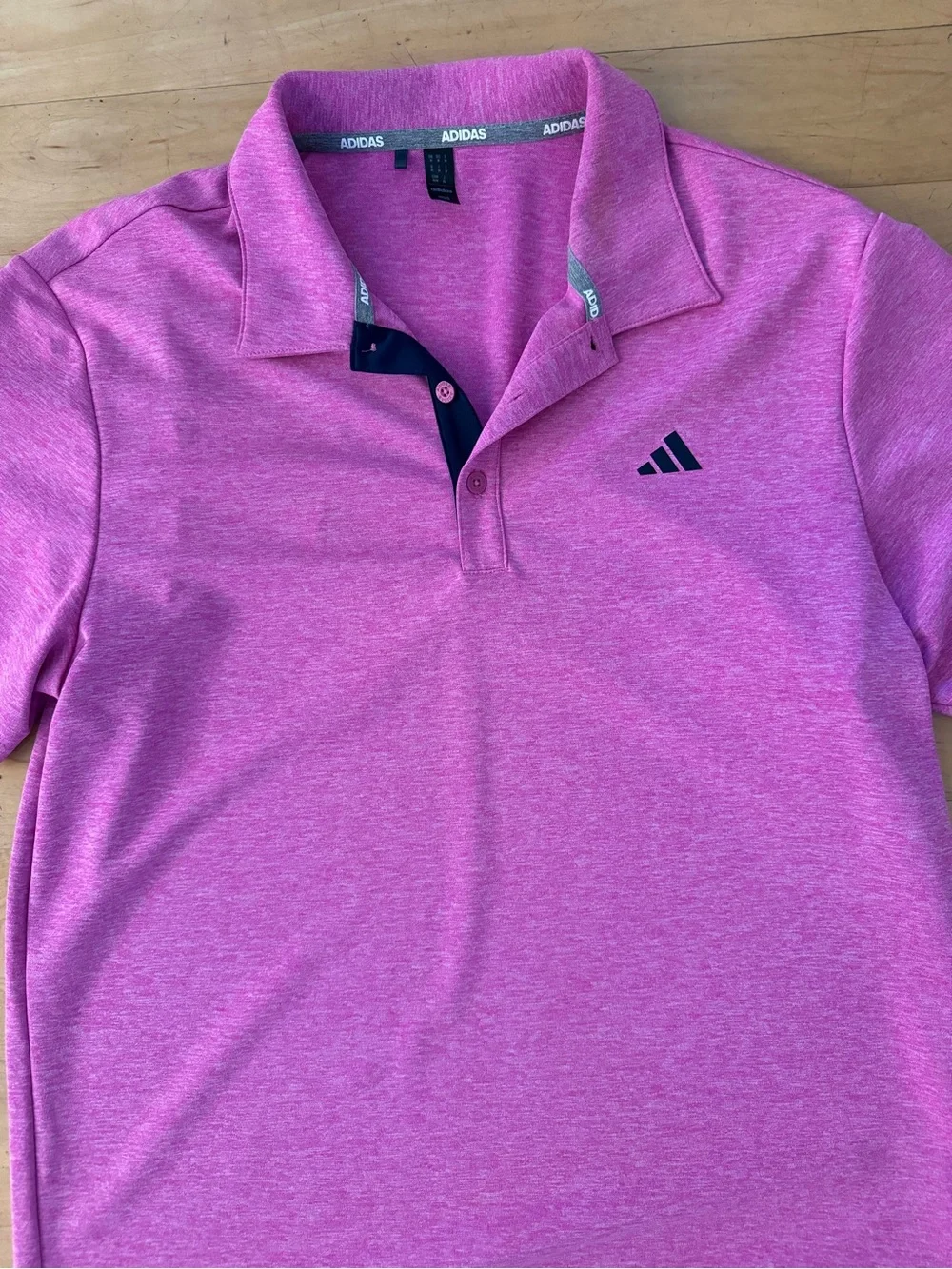 adidas Men’s Heather Pink Polo with Contrast Trim